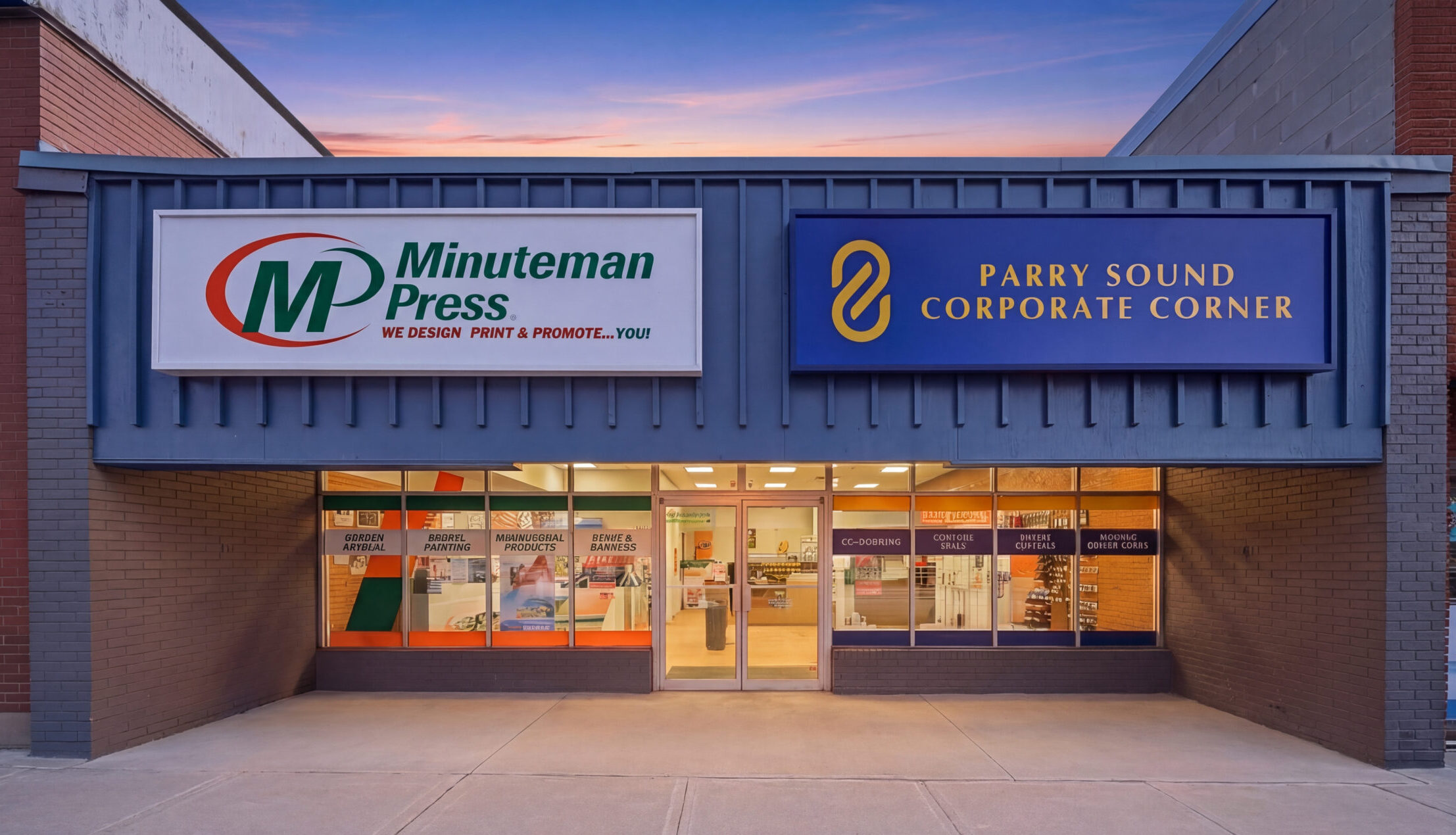 Parry Sound Corporate Corner storefront in downtown Parry Sound